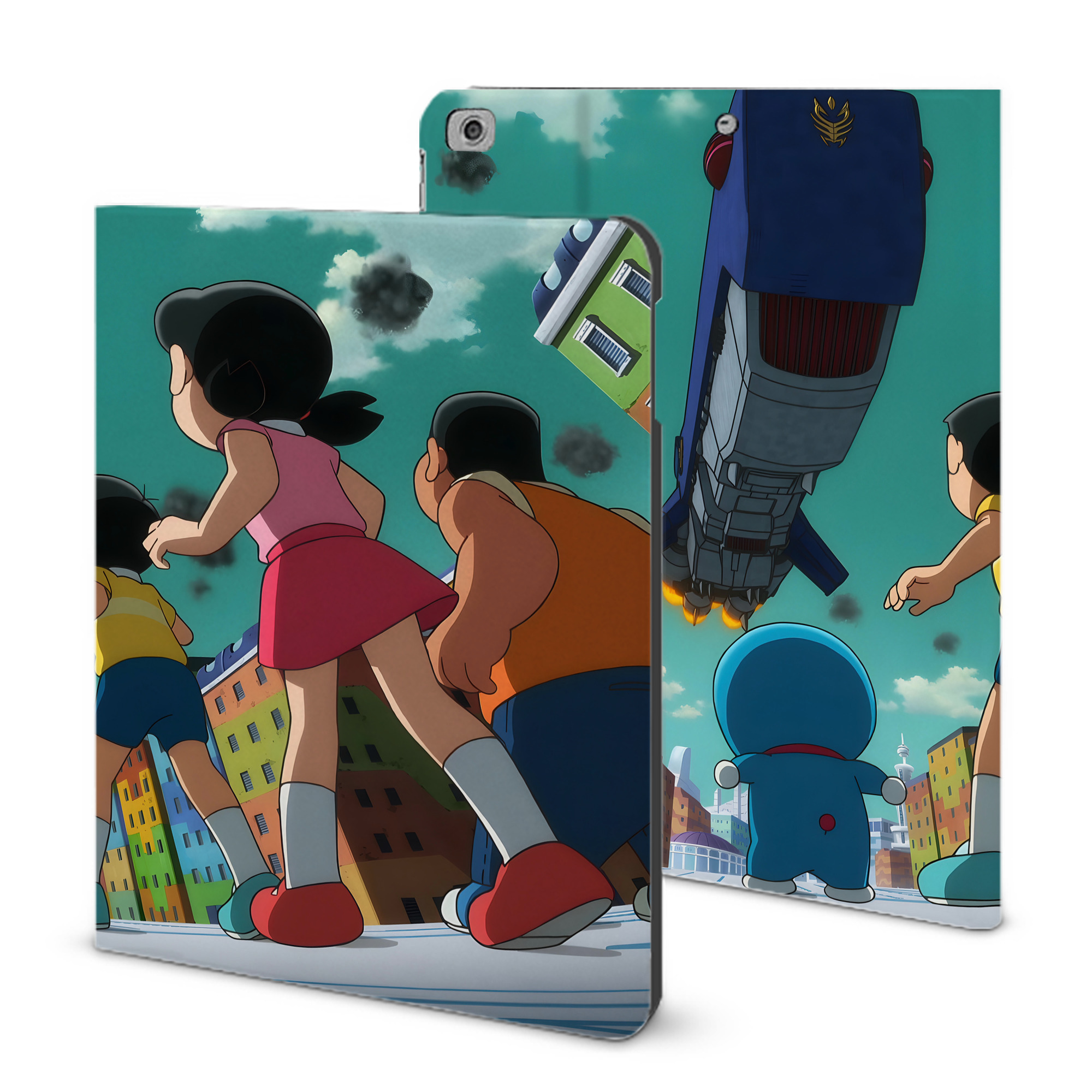 （画像用） ドラえもん Doraemon IPad ケース ブック型 PUレザー TPU 耐衝撃 軽量 薄型 ペン収納なし 全面保護 IPad 各モデル対応